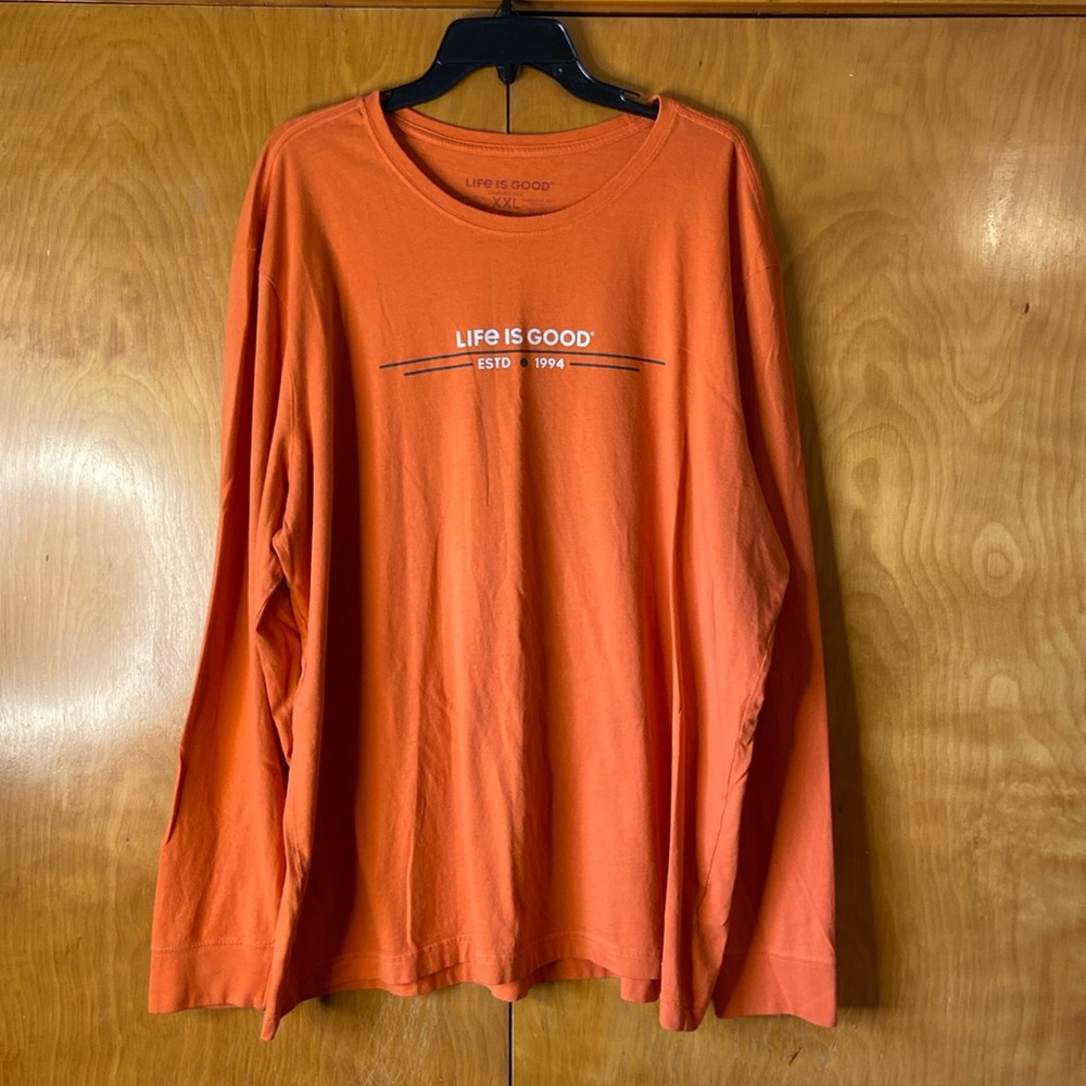 LIFE IS GOOD Orange Long Sleeves Tee. Size XXL